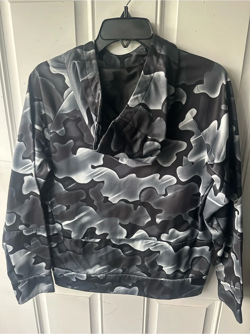 Nike Kids Black & Gray Camo Hooded Pullover